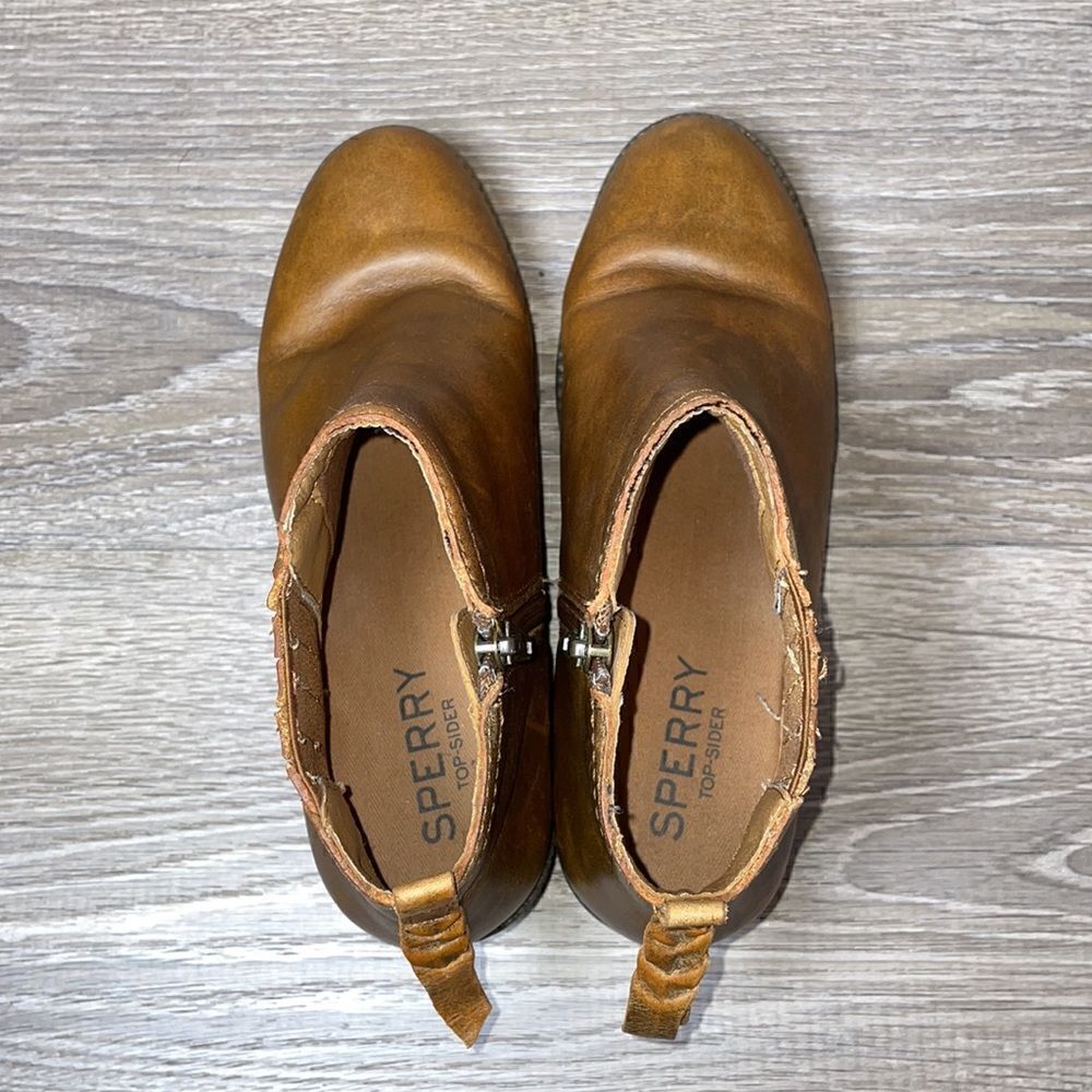 Sperry Juniper Bree Tan Leather Women’s Size 5.5M Side Zip Ankle Bootie - Picture 5 of 11